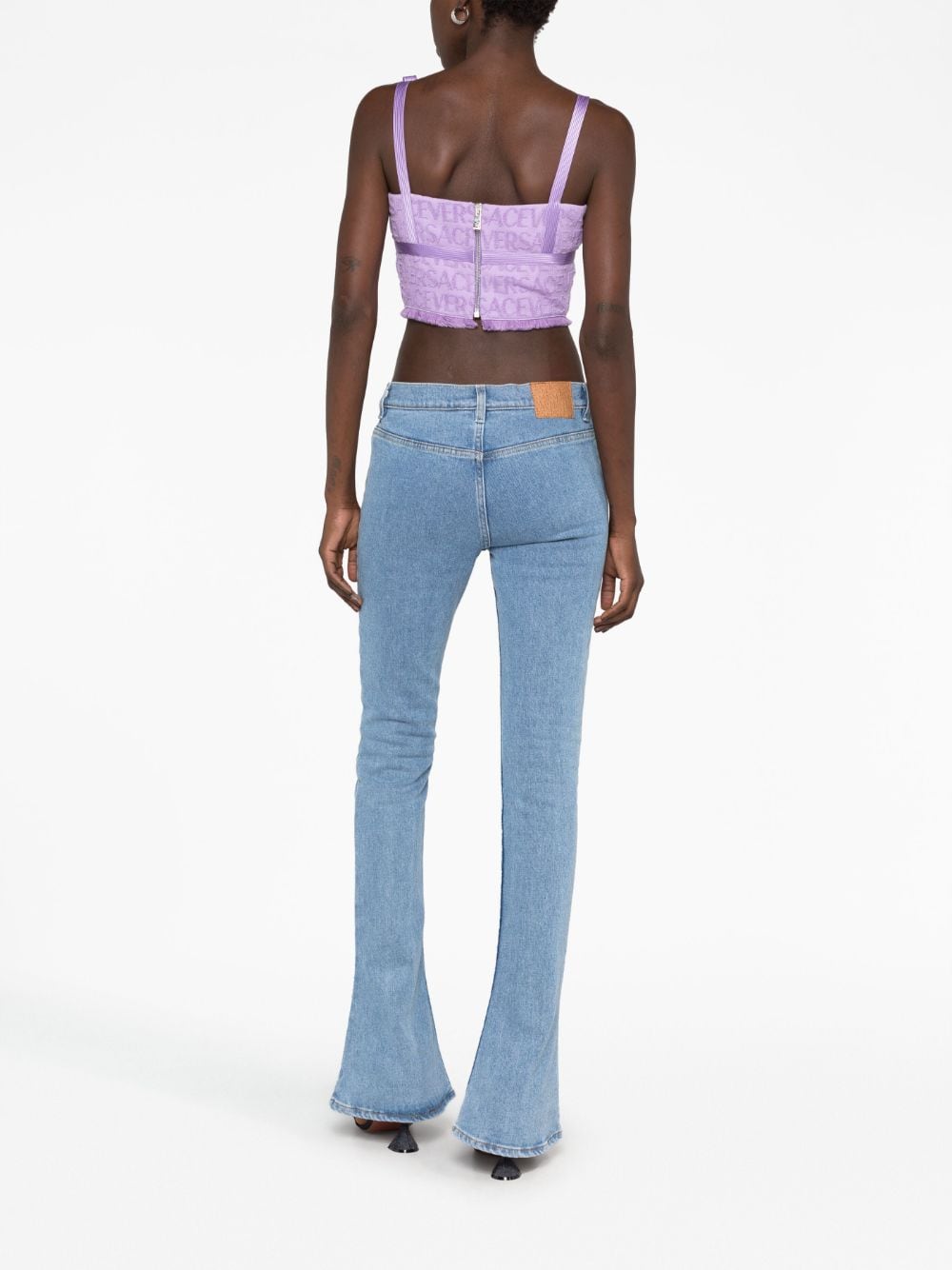 Versace Women's Bustier, Allover Sponge Bustier, Luxury Fashion Top, Violet Versace Bustier, Designer Women's Wear