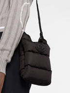 Quilted Crossbody Bag, Moncler Bag, Black Luxury Bag, Waterproof Nylon Bag, Adjustable Shoulder Bag