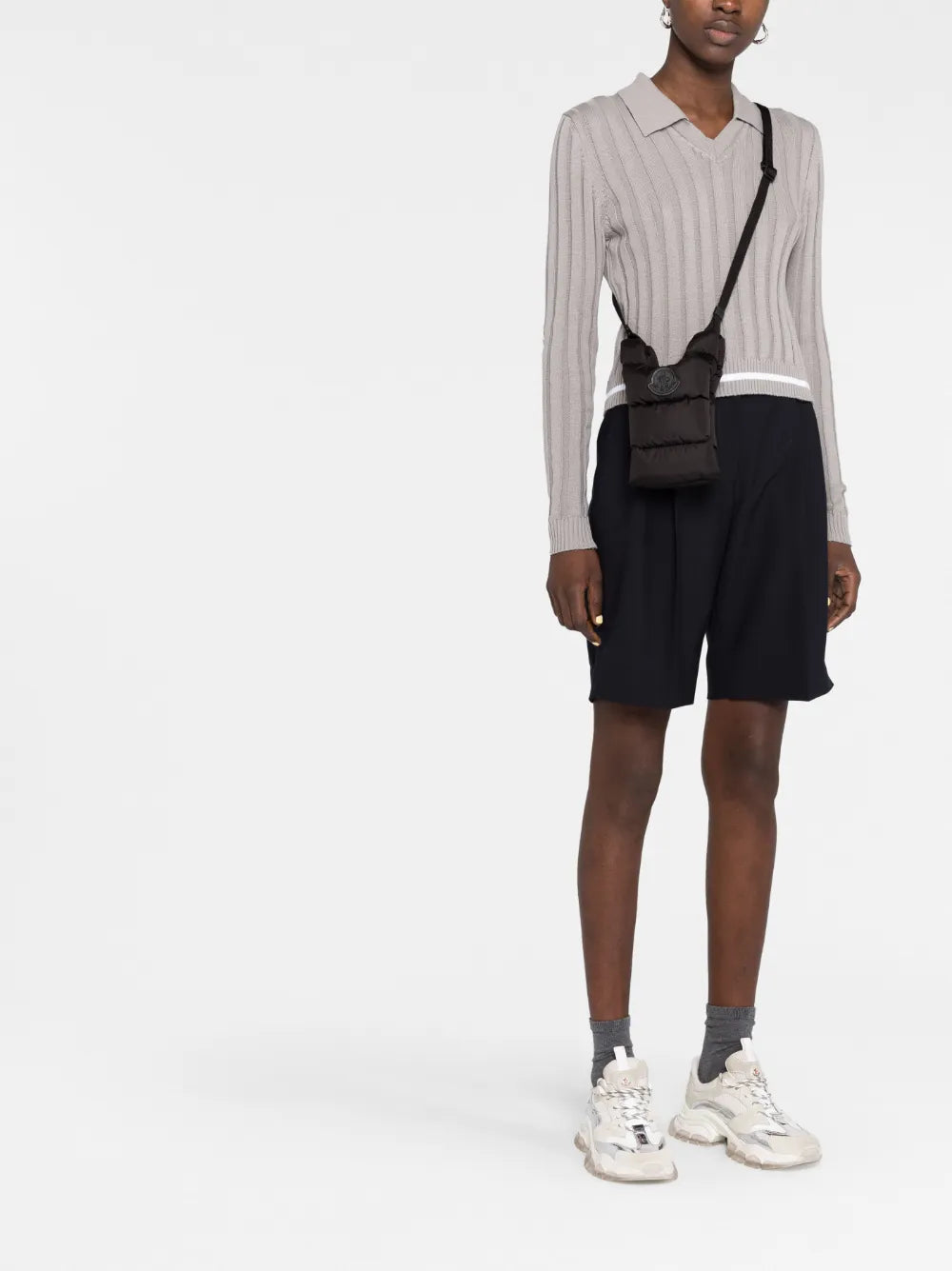 Quilted Crossbody Bag, Moncler Bag, Black Luxury Bag, Waterproof Nylon Bag, Adjustable Shoulder Bag