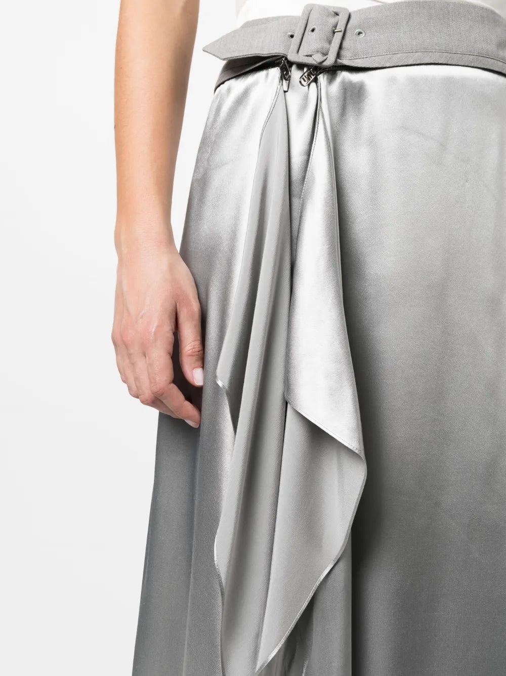 Fendi, grey satin skirt, women’s luxury fashion, elegant Fendi skirt, high-end satin skirt