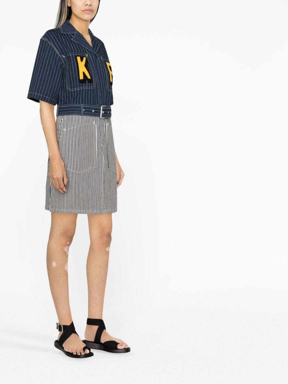 Kenzo, Bicolor Denim Dress, Luxury Women's Fashion, Designer Dress, High-End Denim