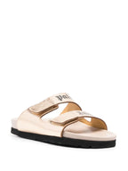 Palm Angels slides, gold logo slides, luxury women's footwear, designer slides, high-end fashion accessories