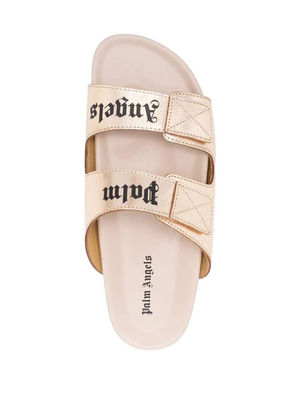 Palm Angels slides, gold logo slides, luxury women's footwear, designer slides, high-end fashion accessories