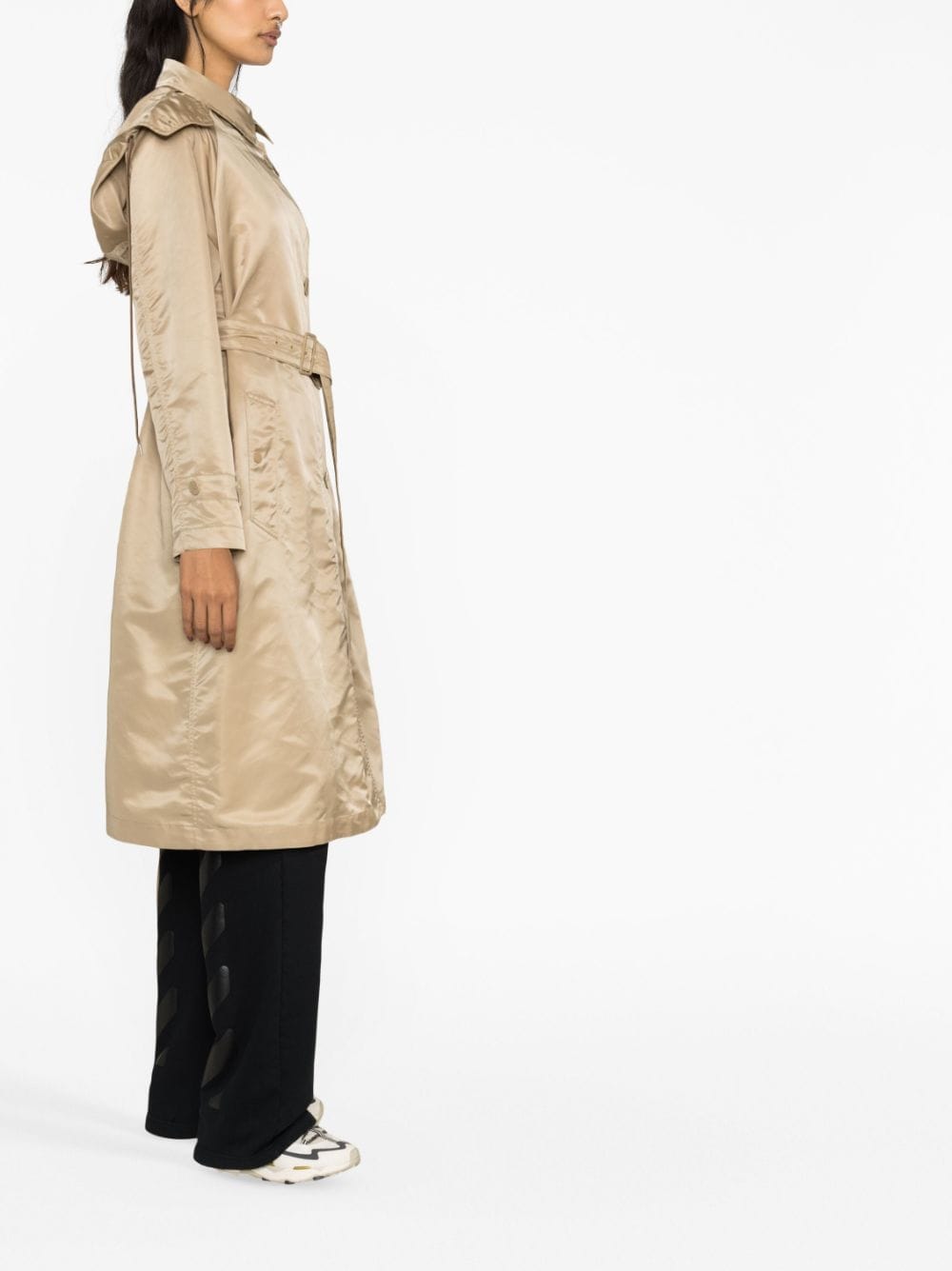 Moncler trench coat, luxury women's outerwear, beige trench coat, high-end fashion, Moncler Villerest