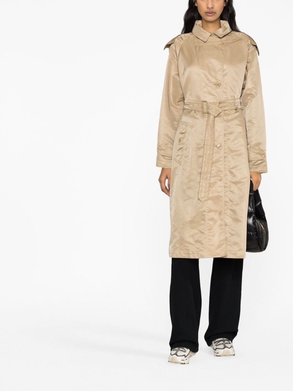 Moncler trench coat, luxury women's outerwear, beige trench coat, high-end fashion, Moncler Villerest