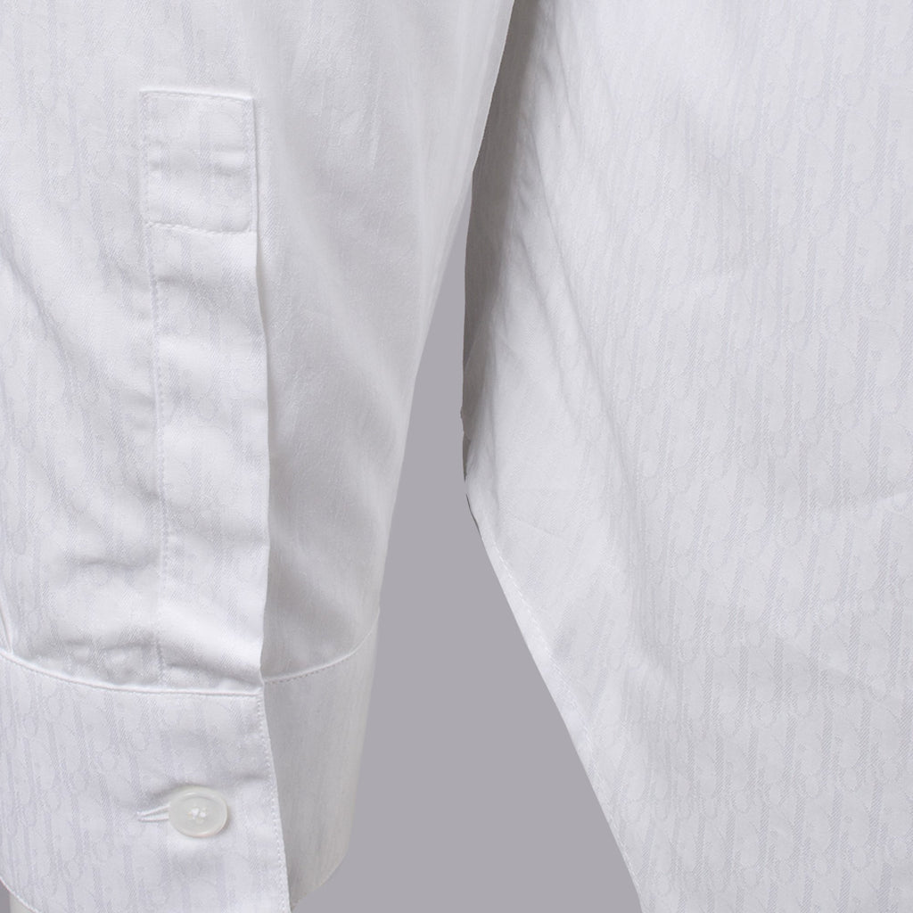 cotton shirt, classic collar shirt, Oblique print, long sleeve shirt, mother-of-pearl buttons