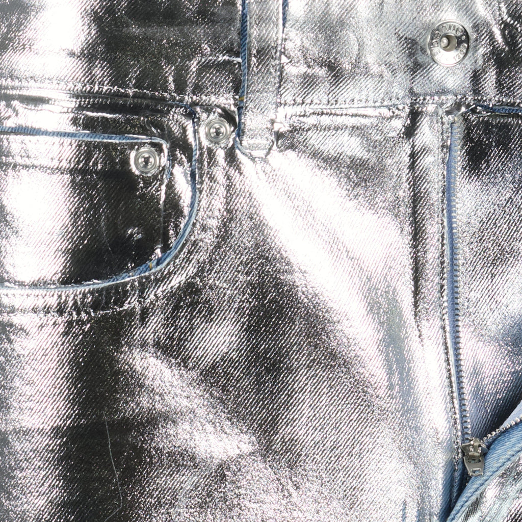 Silver Foil Denim Baggy Jeans
