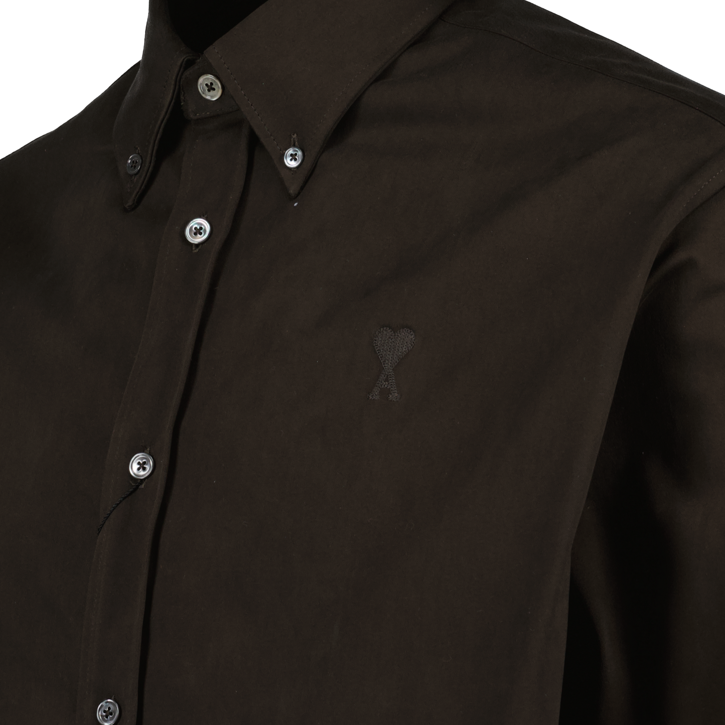 Classic Brown Shirt, AMI Paris, luxury men's shirts, Autumn-Winter 2024, high-quality cotton shirt