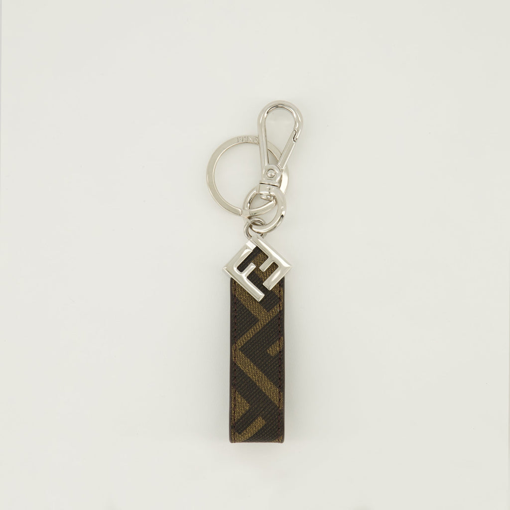 Image of Squared FF Brown keychain by Fendi for Men - Season Spring-Summer 2026 - Front View