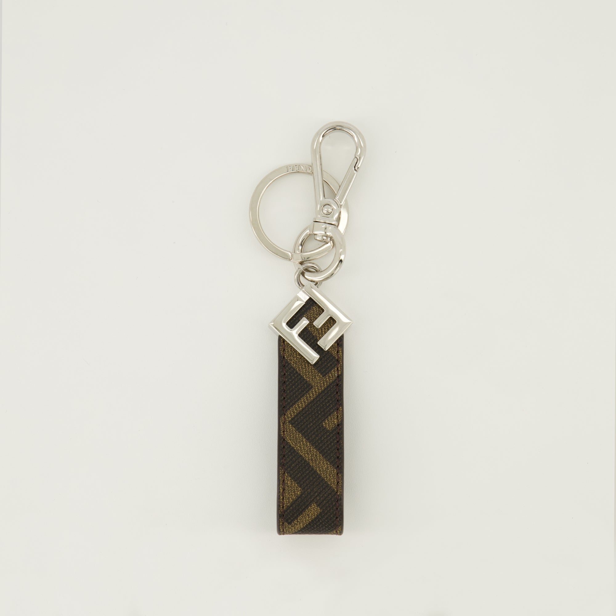 Image of Squared FF Brown keychain by Fendi for Men - Season Spring-Summer 2026 - Front View