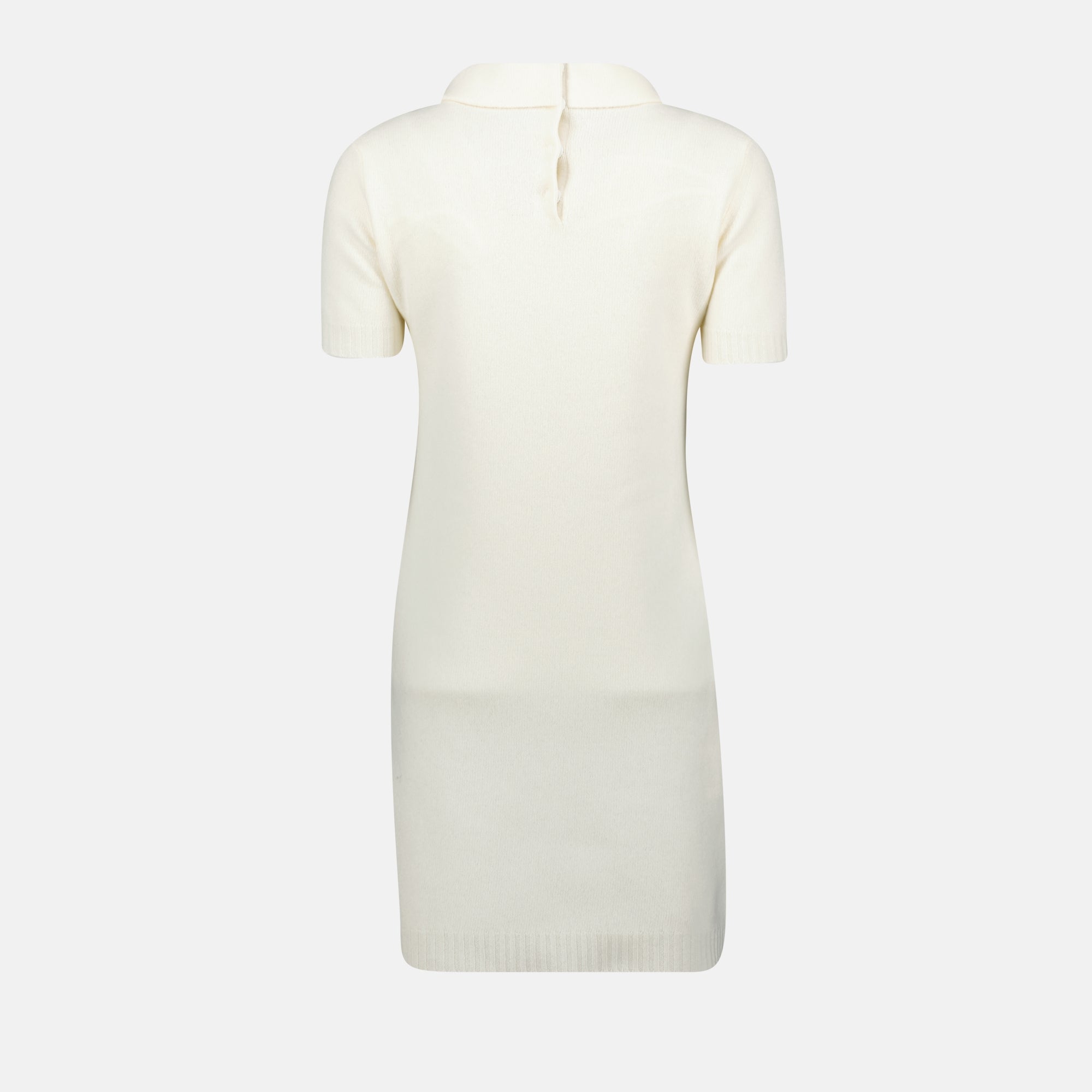 cream wool dress, Prada dress, high collar dress, Spring-Summer 2025, stylish dress