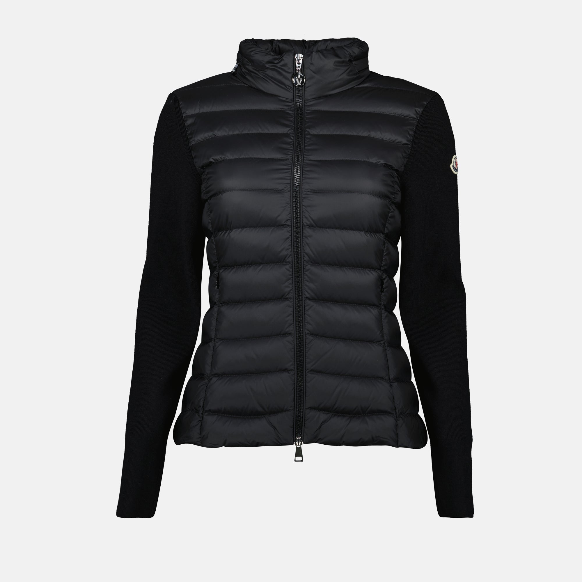Black Quilted Bi-Material Jacket