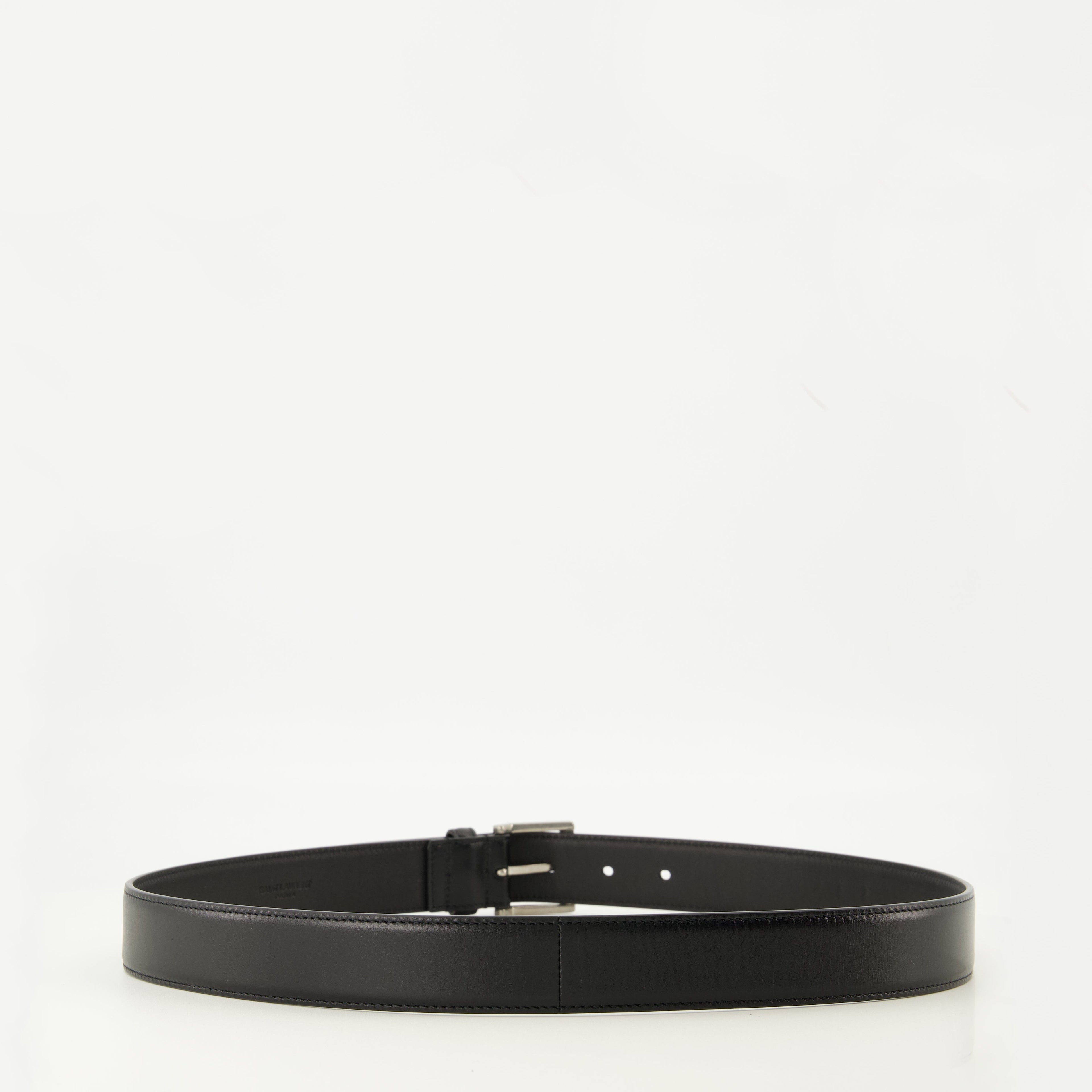 black leather belt, Saint Laurent accessory, elegant belt, women's fashion, smooth leather belt