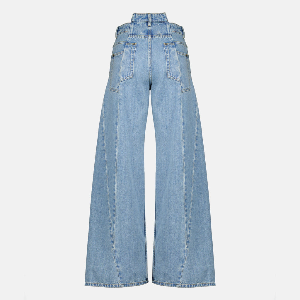 Blå jeans med vide ben og cutout-detaljer