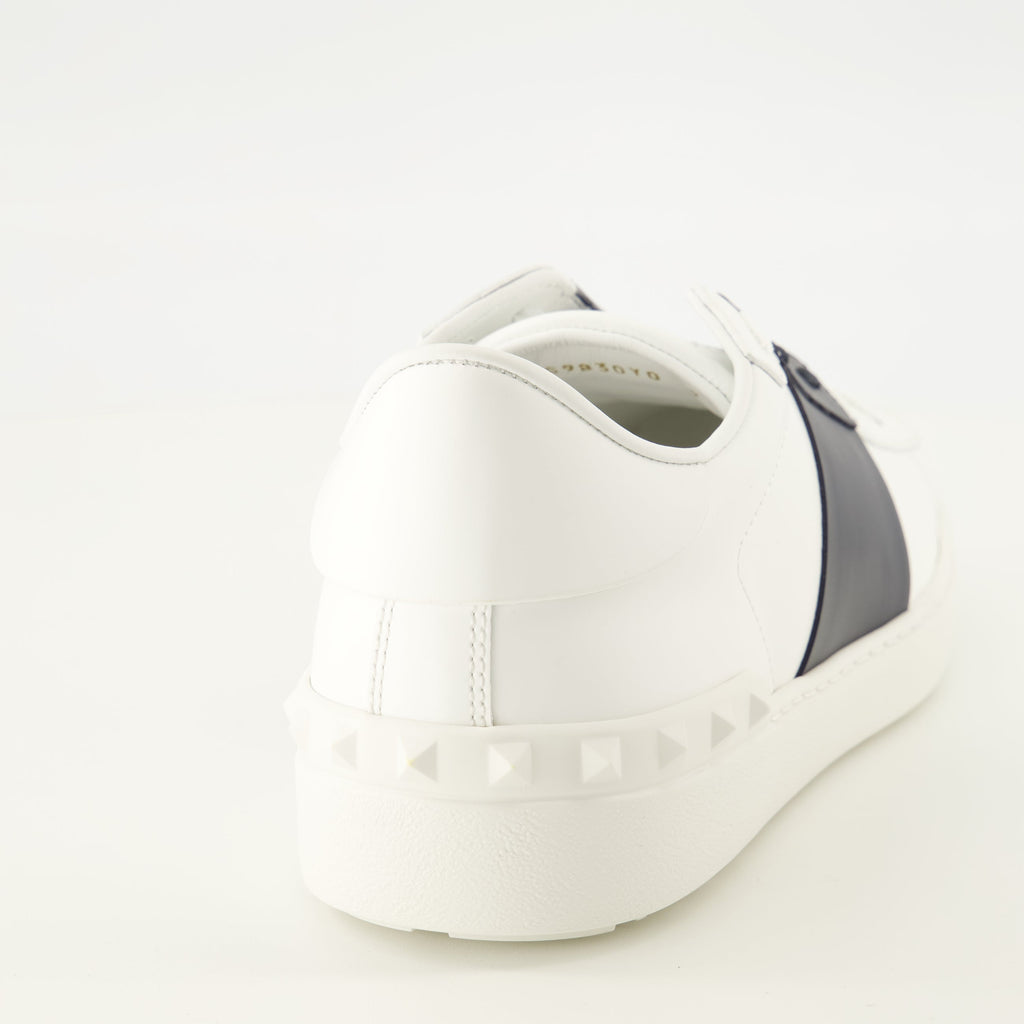 Baskets Open en cuir blanc et bleu marine