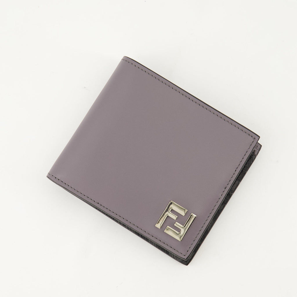 Image of Compact FF Wallet in Gray by Fendi for Men - Season Autumn-Winter 2024 - Detail View 2