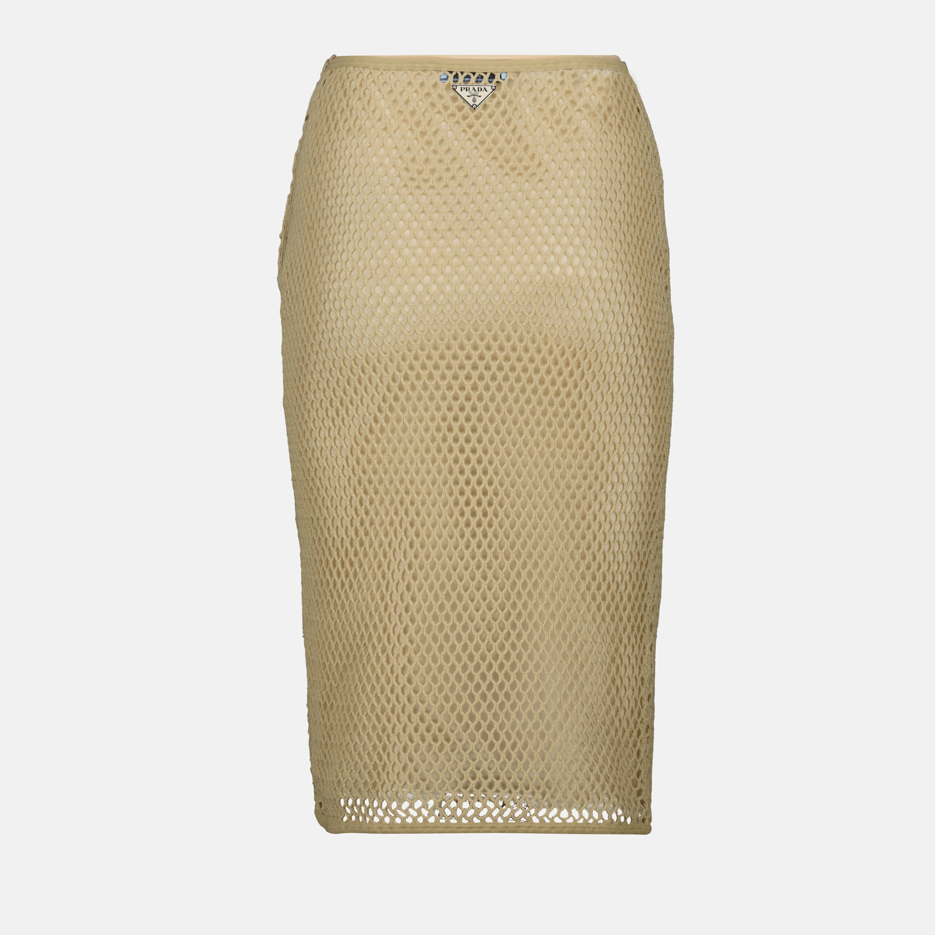 cotton midi skirt, Prada skirt, beige mesh skirt, luxury wear, spring summer collection