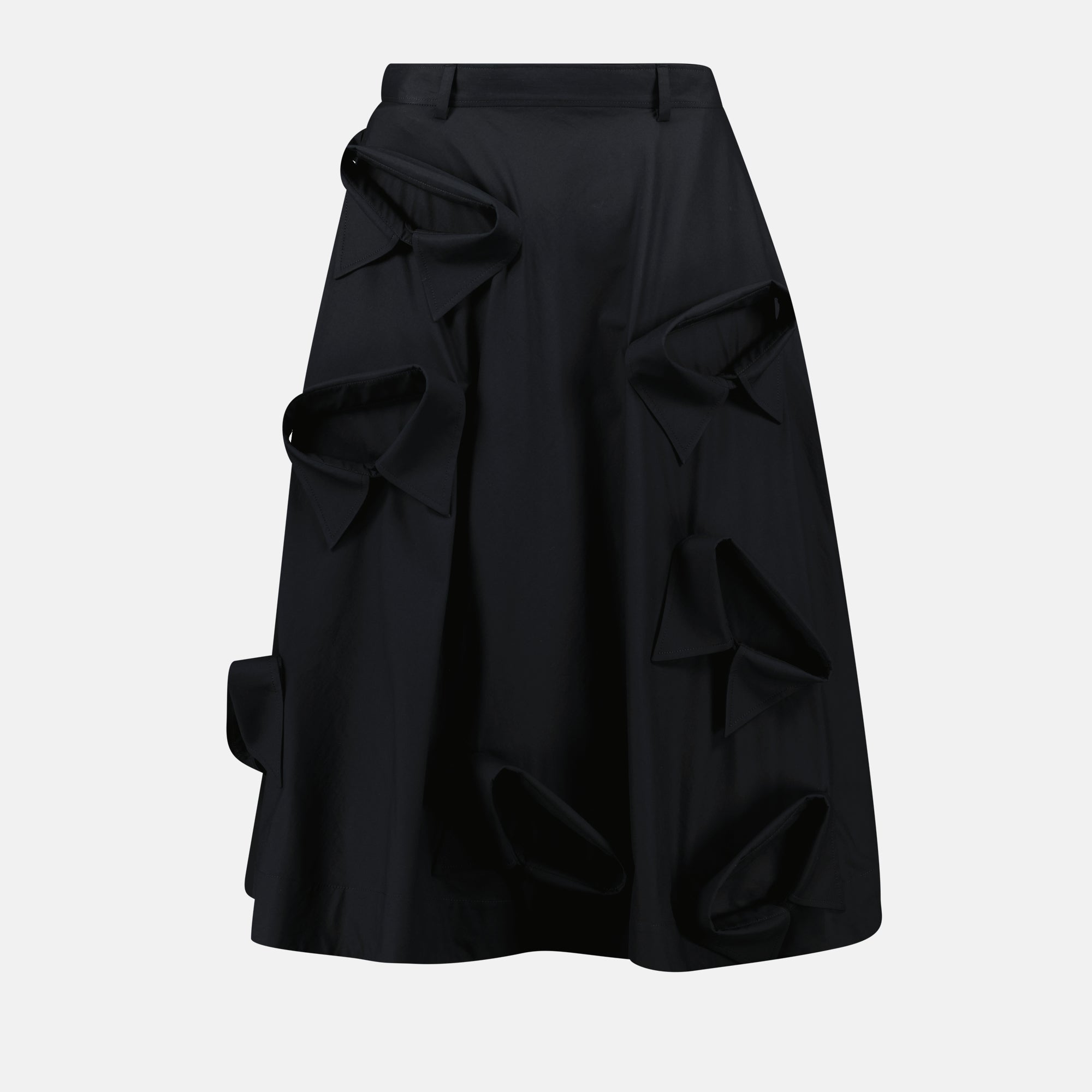black cotton skirt, Moschino skirt, flared skirt, women's designer clothing, chic skirts