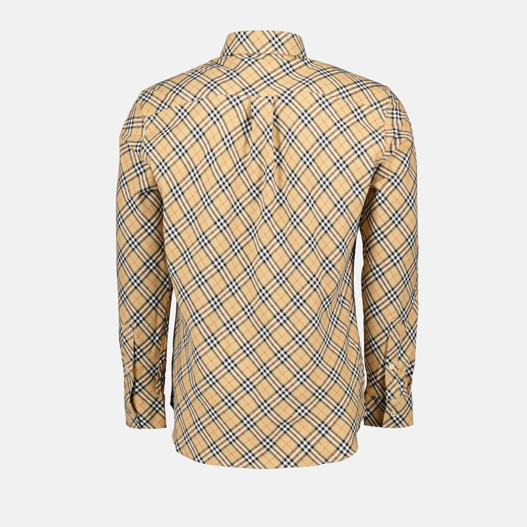 Beige Plaid Shirt, Check Shirt, Burberry Shirt, Cotton Shirt, Plaid Print Shirt