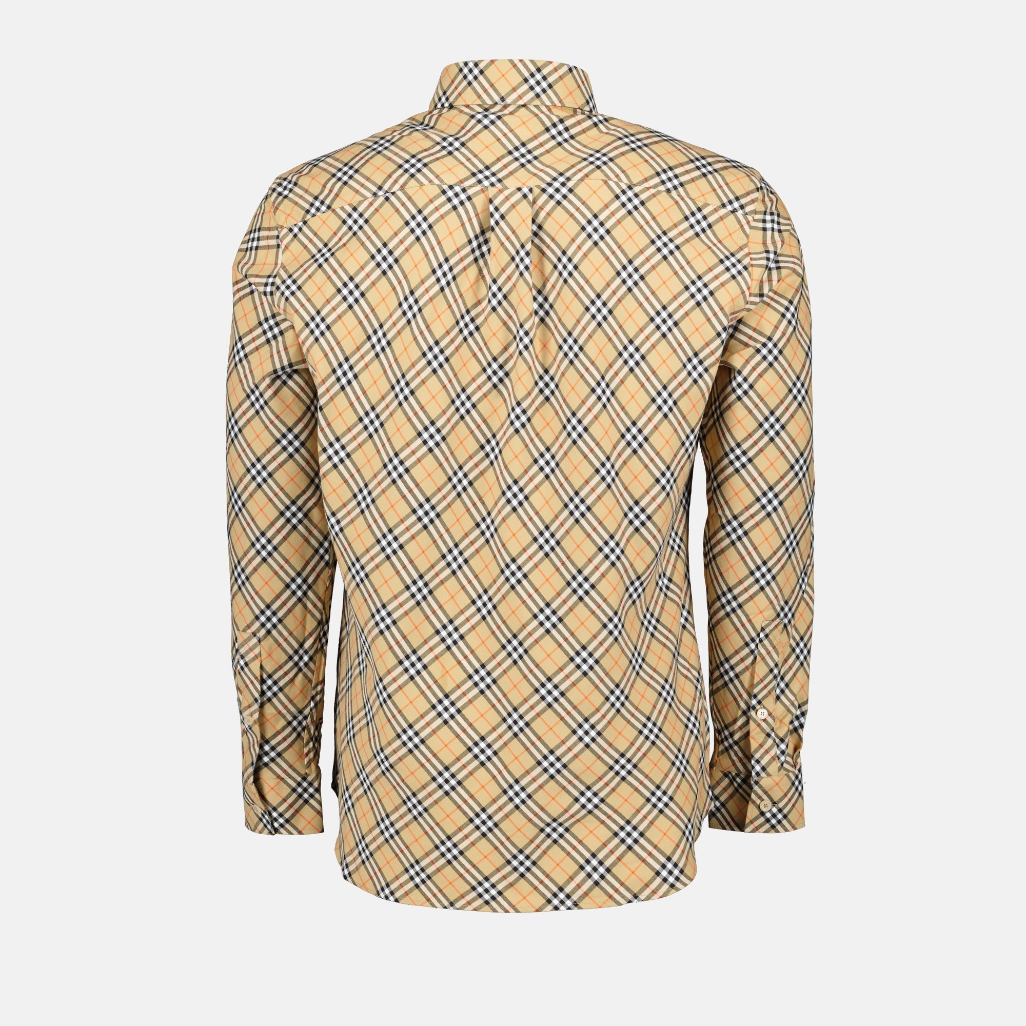 Beige Plaid Shirt, Check Shirt, Burberry Shirt, Cotton Shirt, Plaid Print Shirt