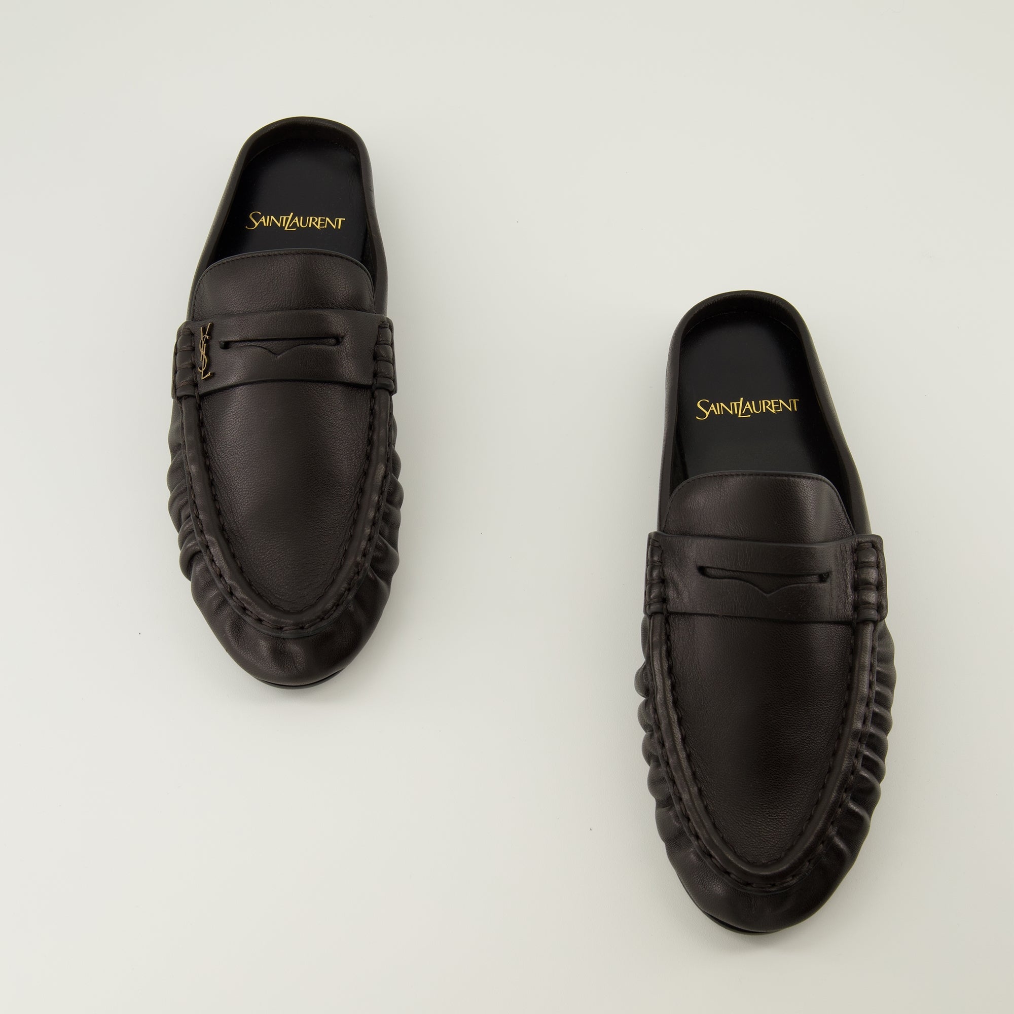 black loafers, Saint Laurent, luxury footwear, mule shoes, Autumn-Winter collection