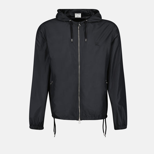 Courrèges windbreaker, black nylon jacket, luxury outerwear, designer windbreaker, autumn-winter fashion