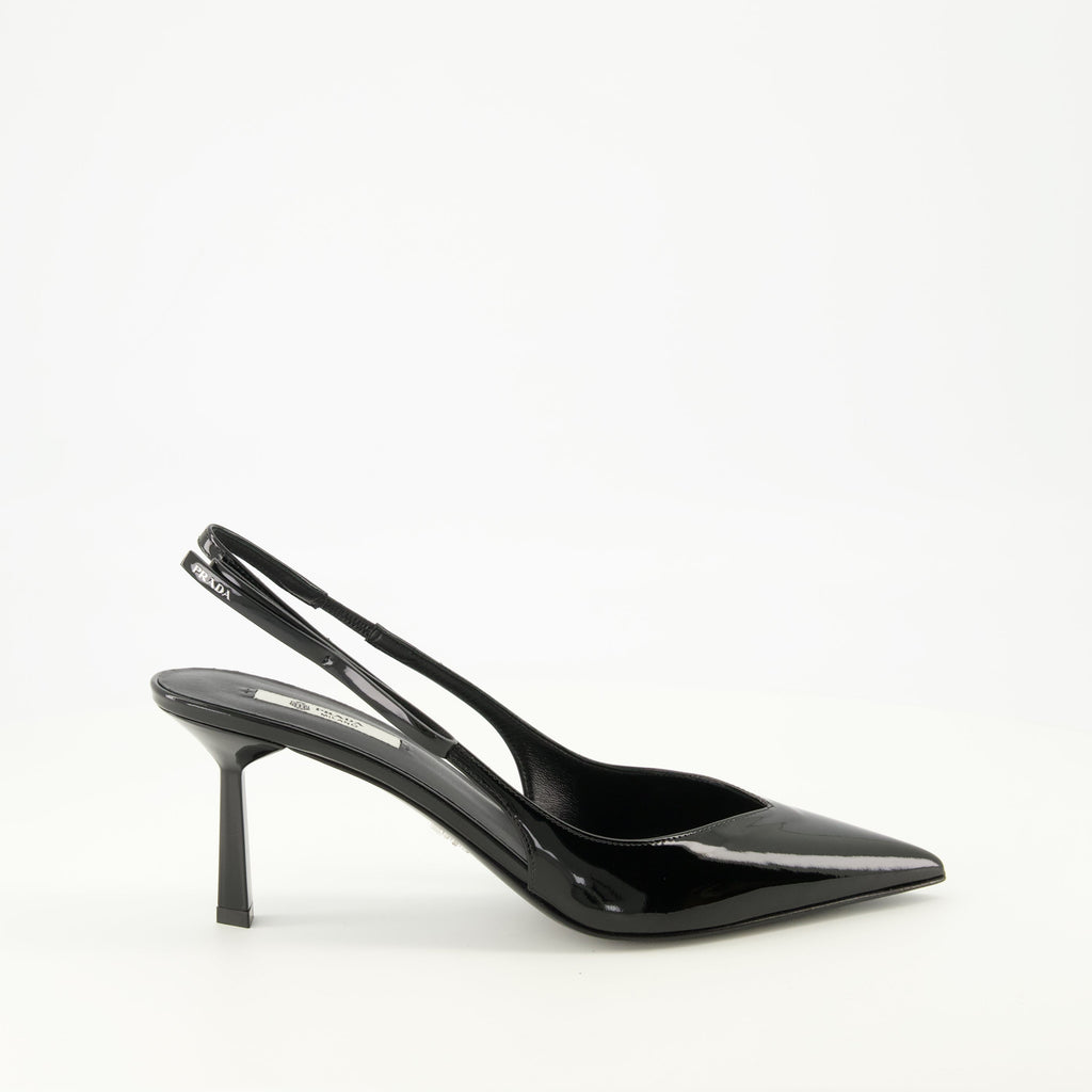 Image of Patent Black Pumps by Prada for Women - Season Spring-Summer 2026 - Right Side View