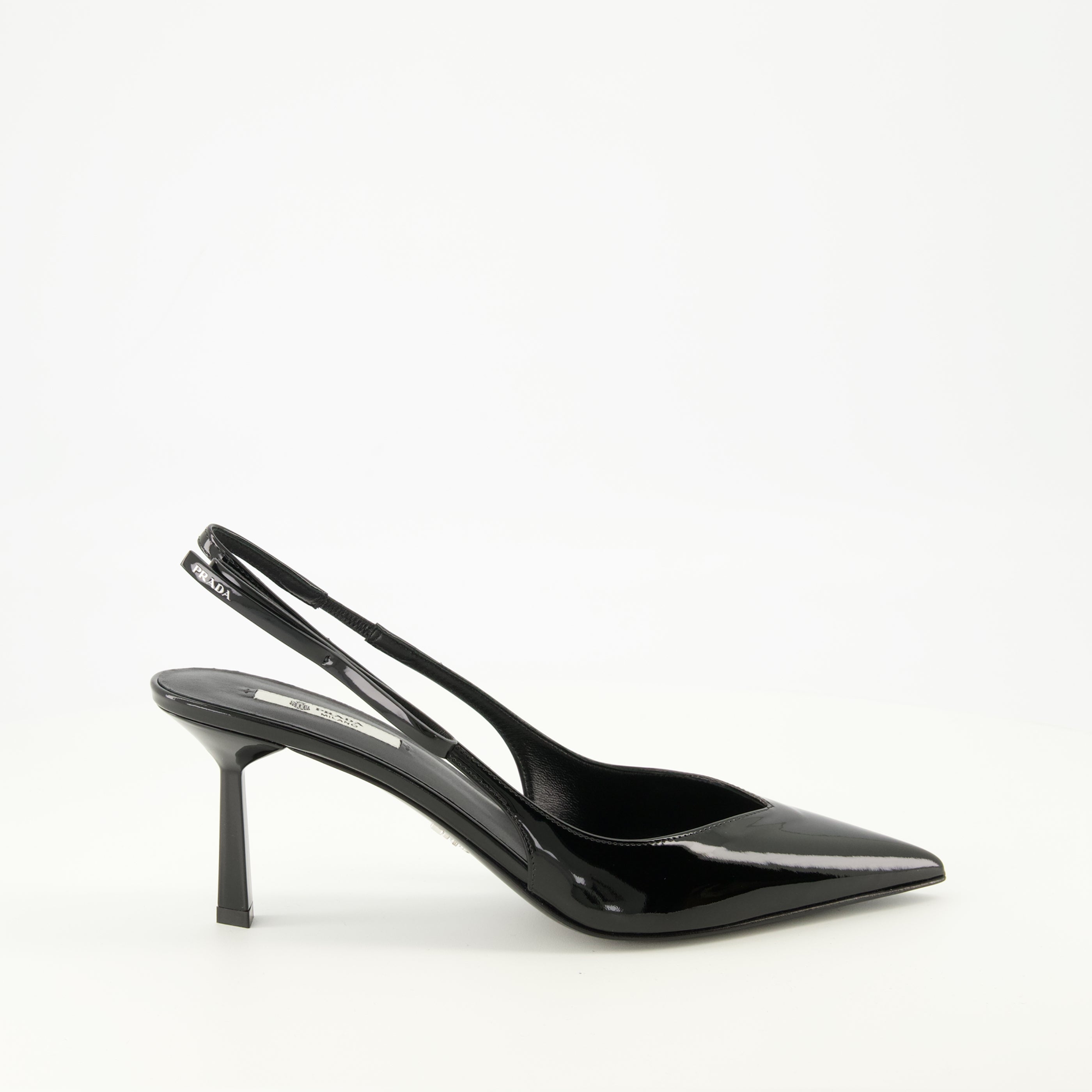 Image of Patent Black Pumps by Prada for Women - Season Spring-Summer 2026 - Right Side View