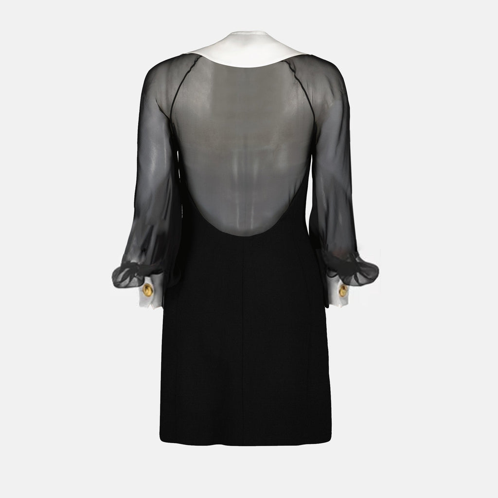 Black Bustier Contrast Collar Dress