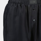 Image of Black Silk Pants with Elastic Waist by Mm6 for Women - Season Spring-Summer 2025 - Product detail view 2