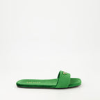 Image of Green Velvet Flat Sandals by Prada for Women - Season Autumn-Winter 2024 - Right Side View