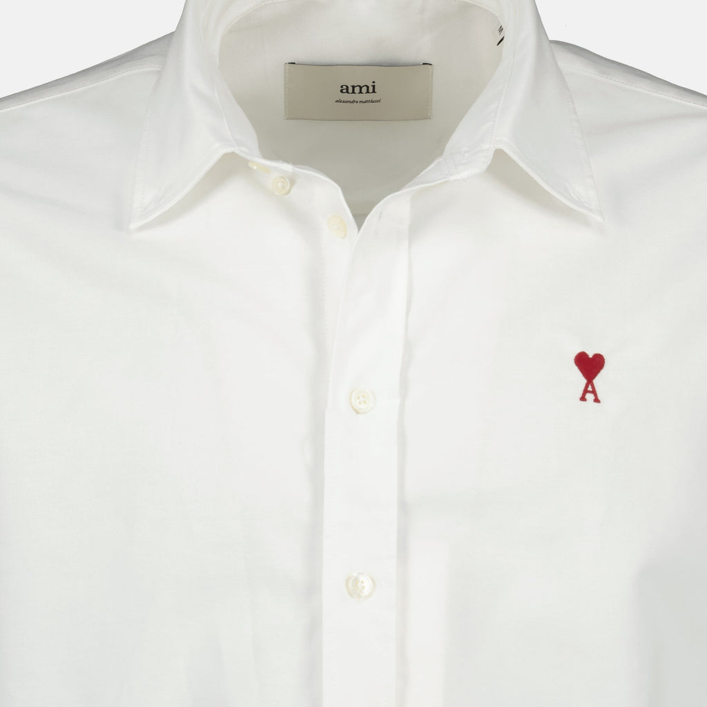 Ami Paris shirt, white cotton shirt, classic collar shirt, unisex shirt, Autumn-Winter 2025 collection