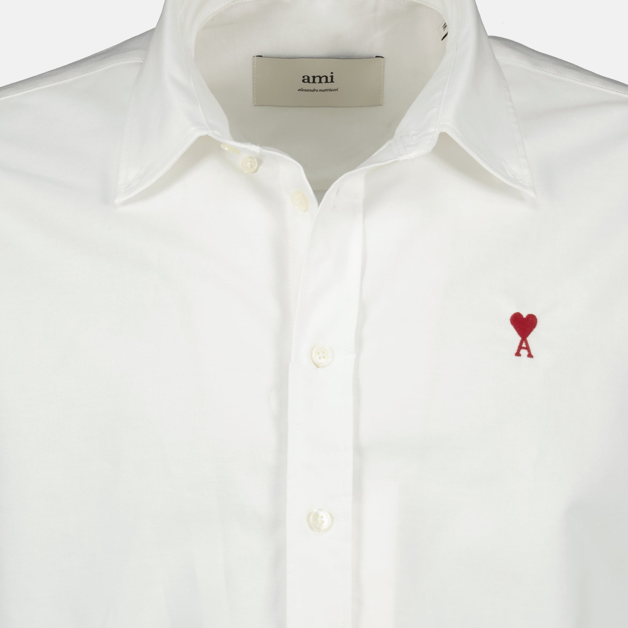 Ami Paris shirt, white cotton shirt, classic collar shirt, unisex shirt, Autumn-Winter 2025 collection