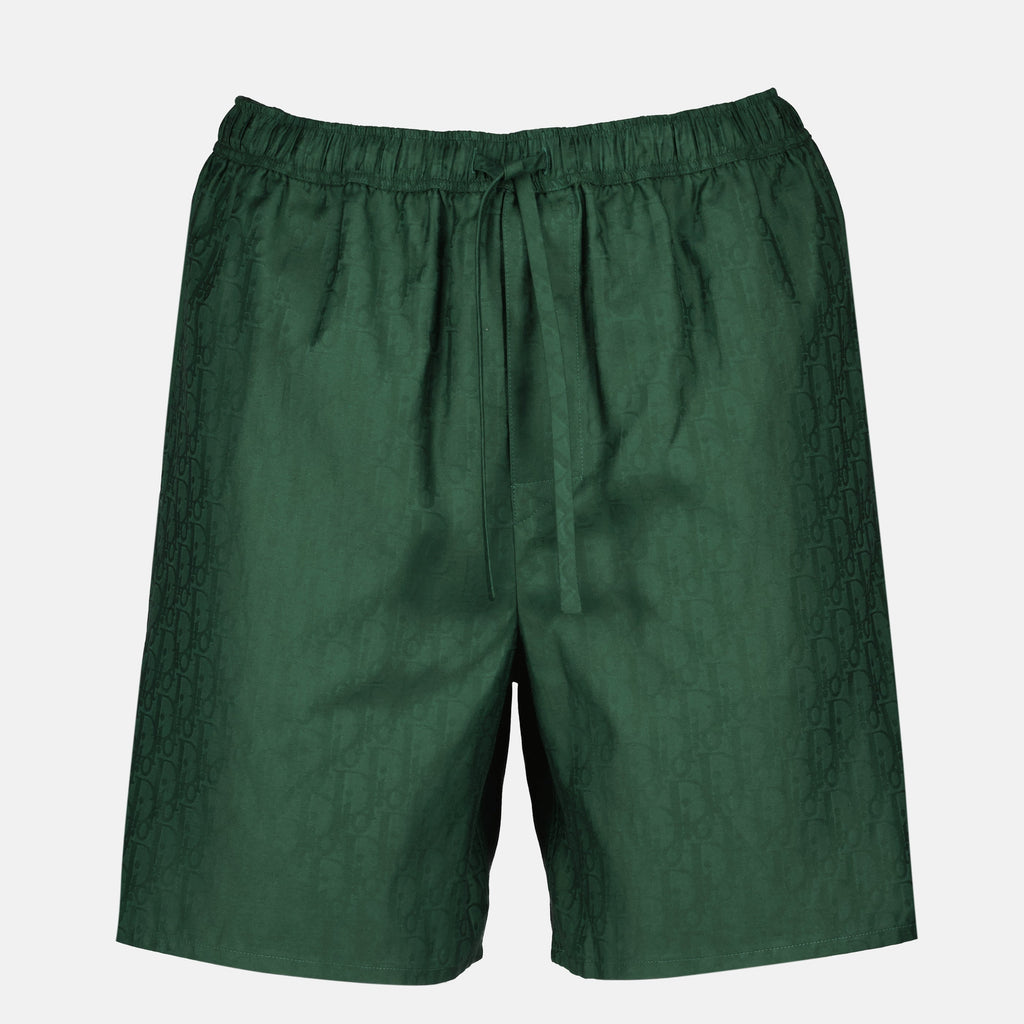 Oblique Green Silk Shorts