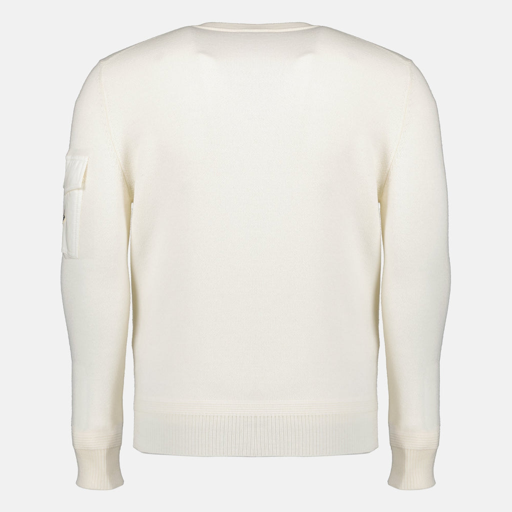 Weißer Wollpullover