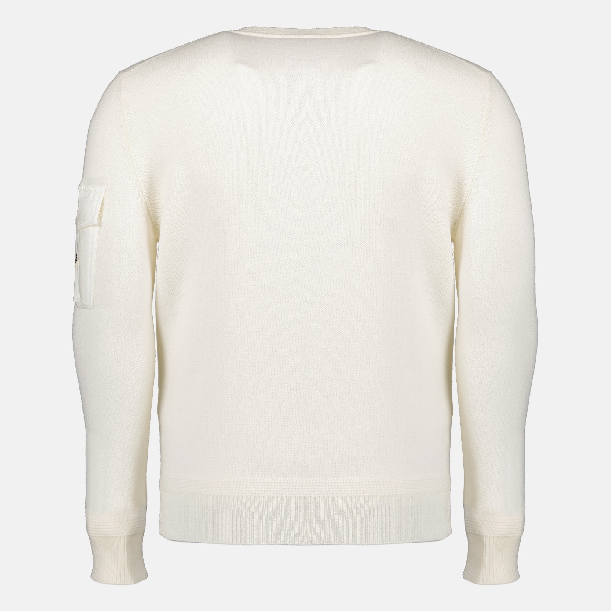 Weißer Wollpullover