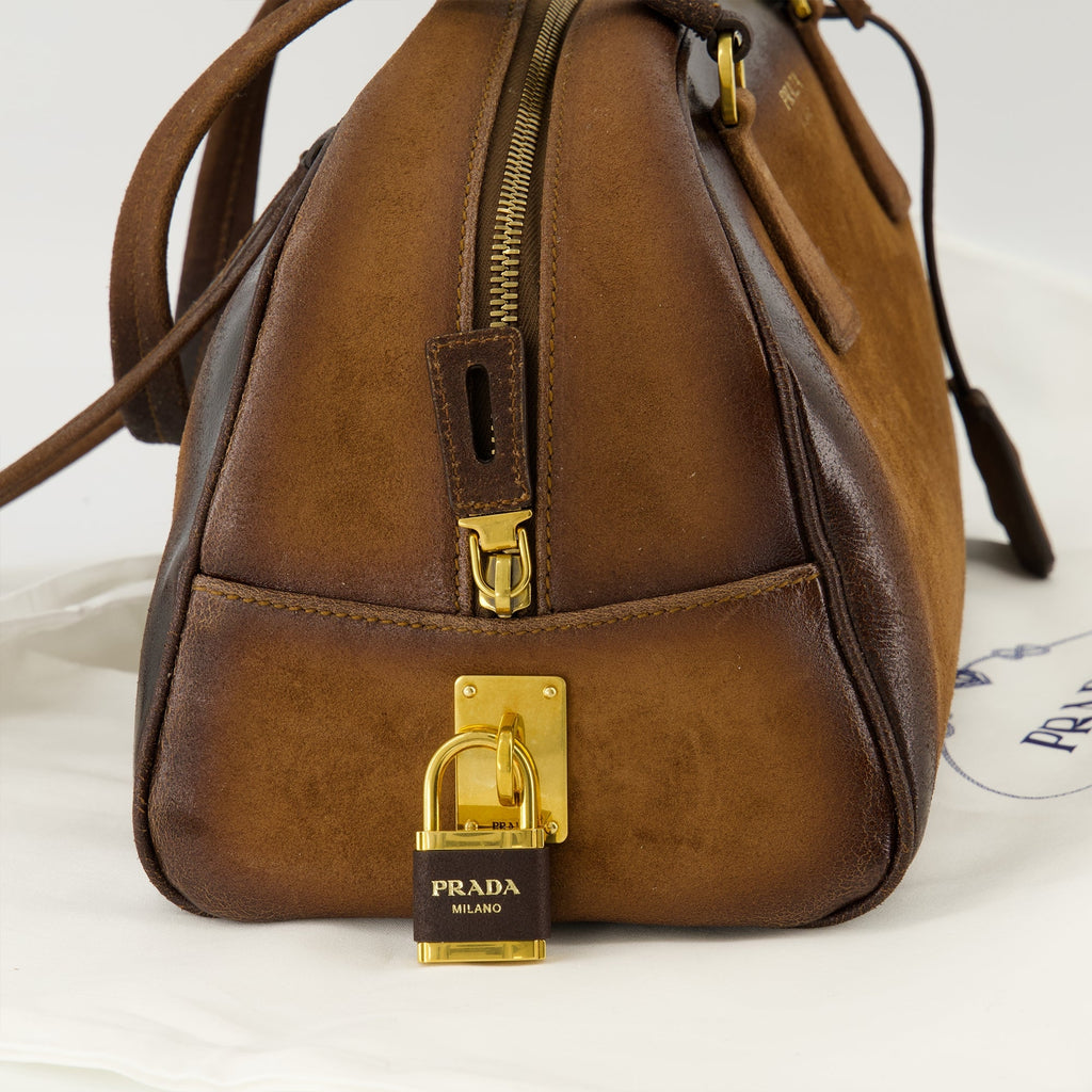 Prada bag, suede bowling bag, luxury accessories, Autumn-Winter 2025, high-end handbags
