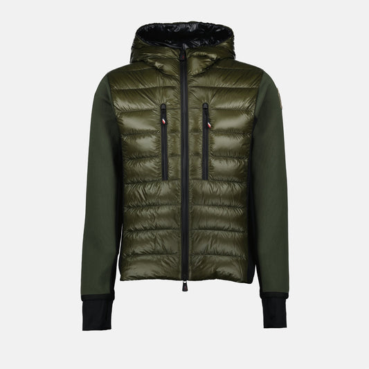 Khaki jacket, bi-material jacket, high collar jacket, dual-zip jacket, Moncler Grenoble jacket