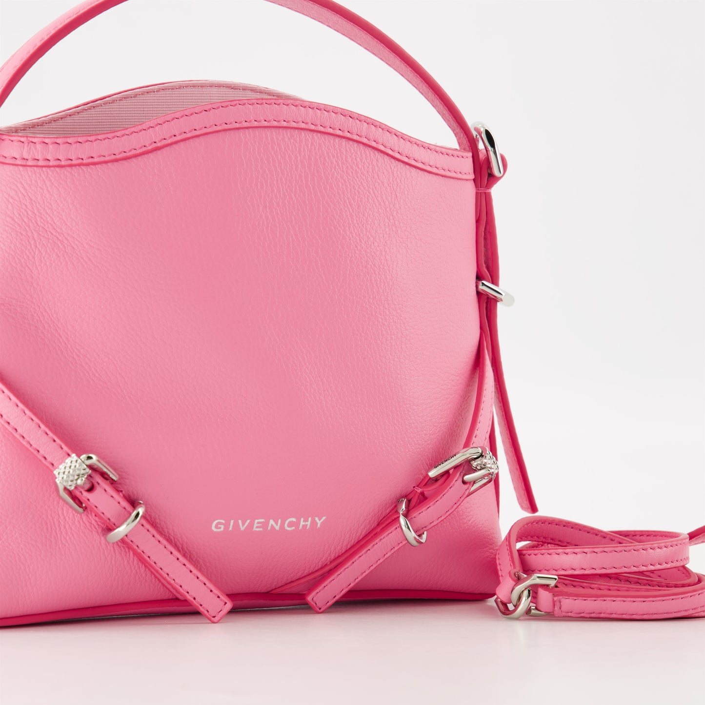 Givenchy Sac Voyou, rose leather bag, luxury accessories, stylish handbag, adjustable shoulder strap