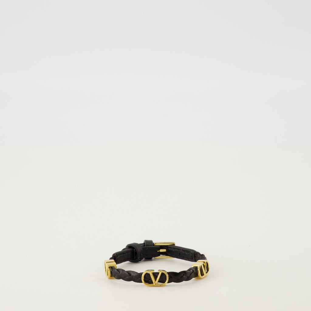 Imagen de la pulsera de cuero Vlogo negra de Valentino Garavani para mujeres - Temporada Primavera-Verano 2026 - Vista Frontal