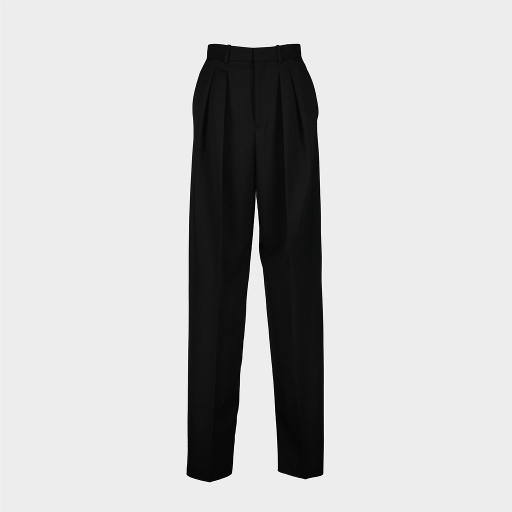 Image of Black Wool Trousers by Saint Laurent for Women - Season Spring-Summer 2025 - Front View