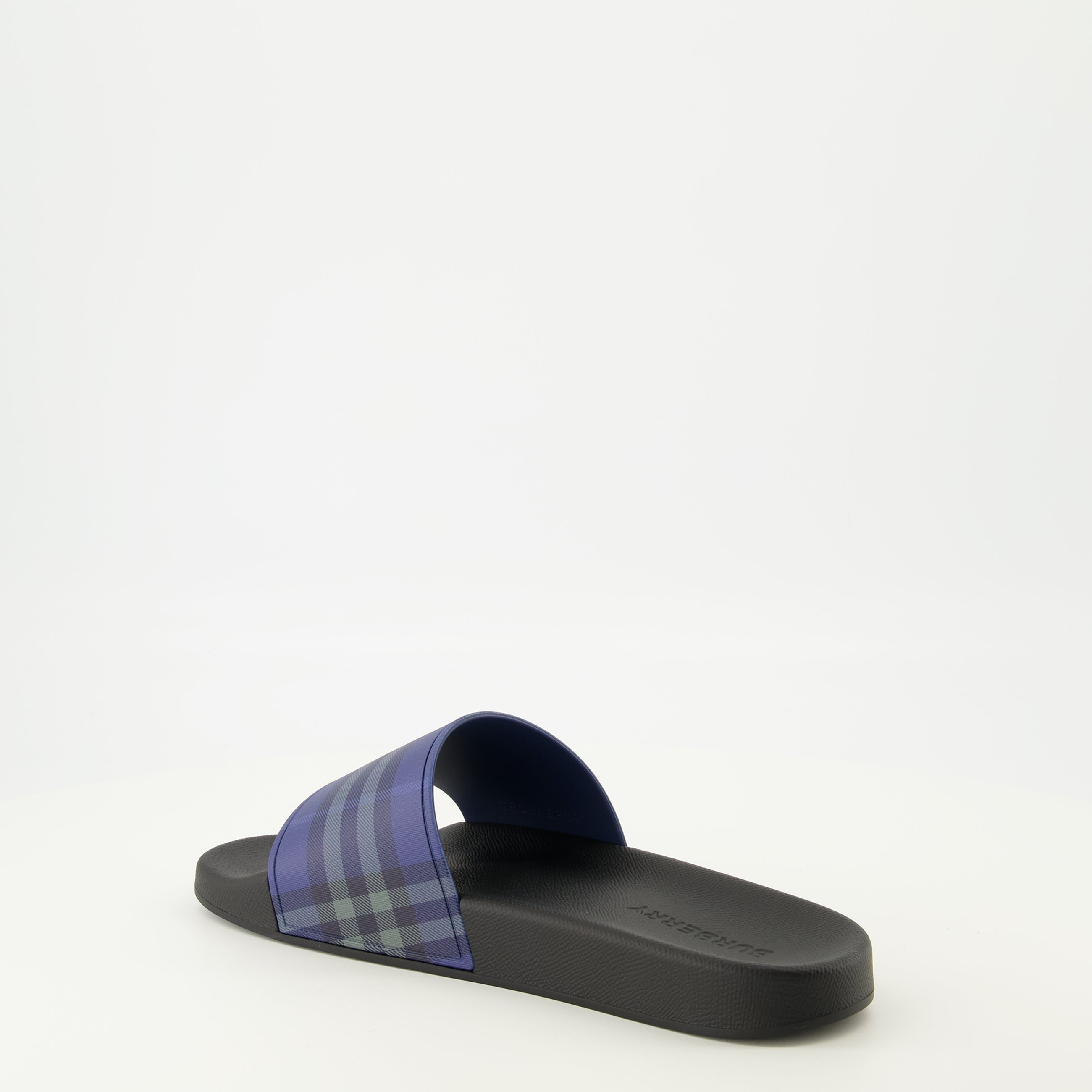 Check Navy Blue Sliders - Burberry - Men | WE IN STYLE