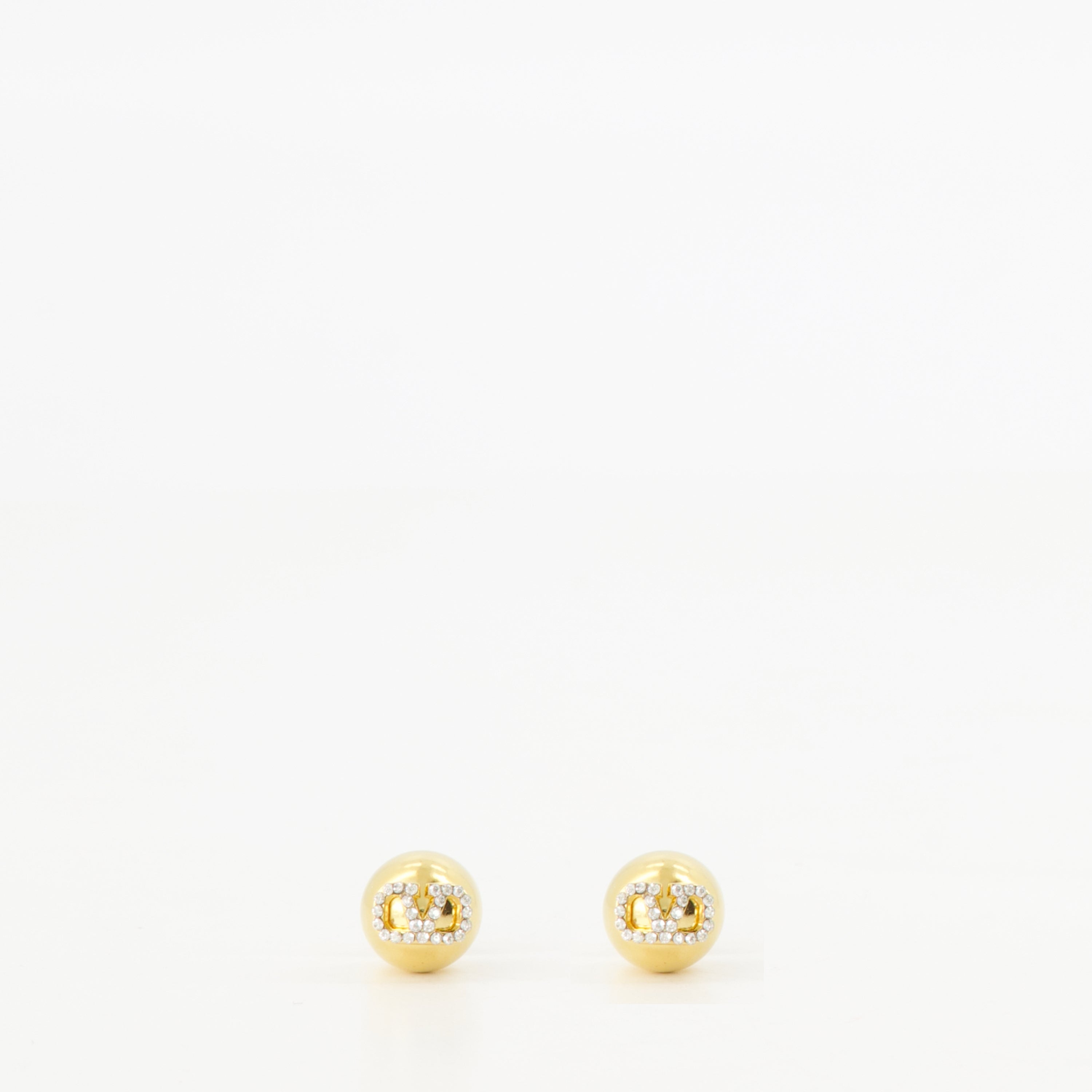 VLogo earrings, Valentino Garavani, crystal earrings, luxury accessories, golden earrings