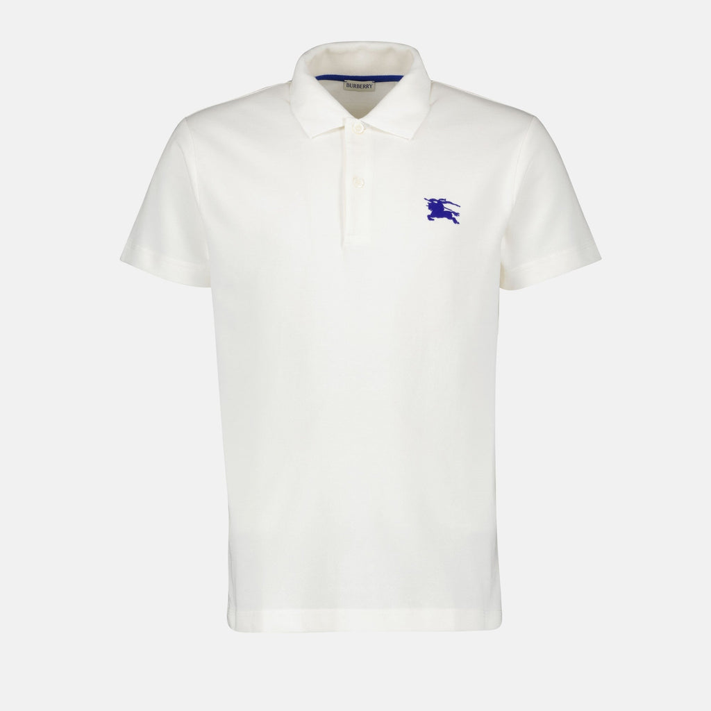 White Polo Shirt with Rider Embroidery
