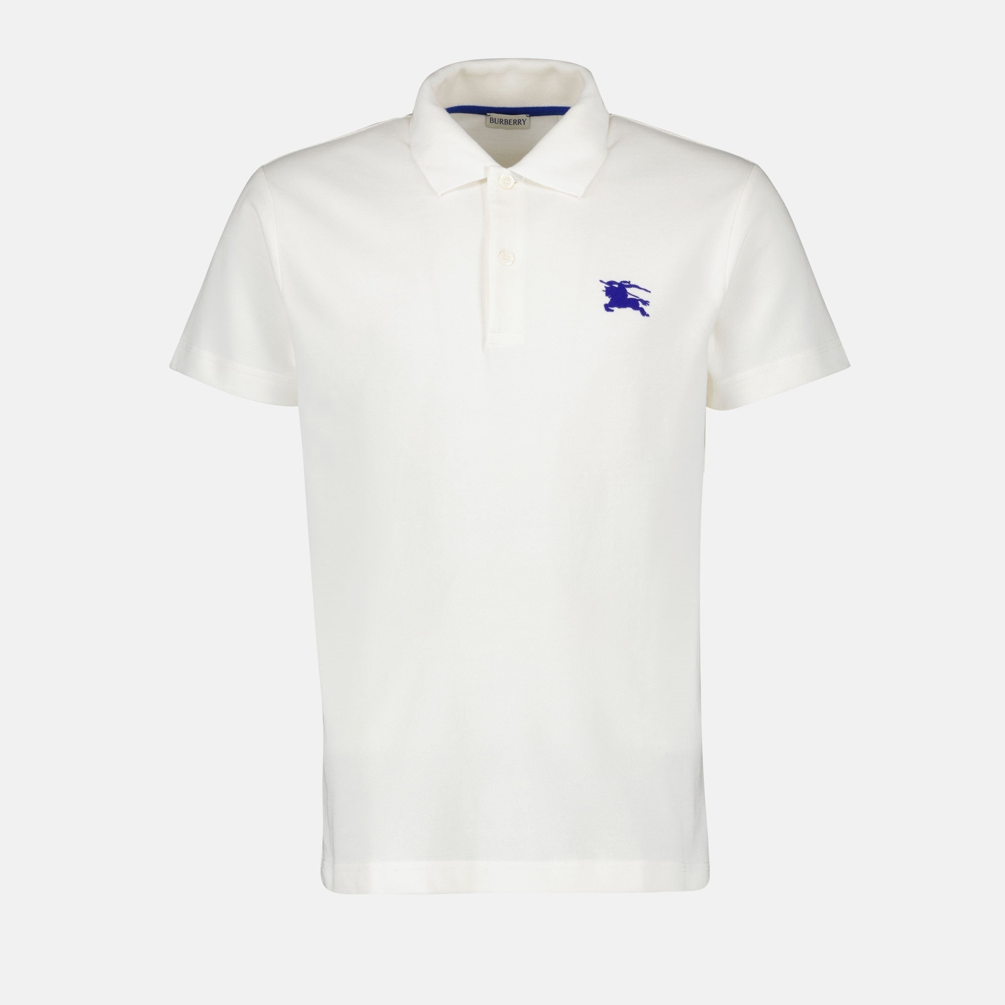 White Polo Shirt with Rider Embroidery