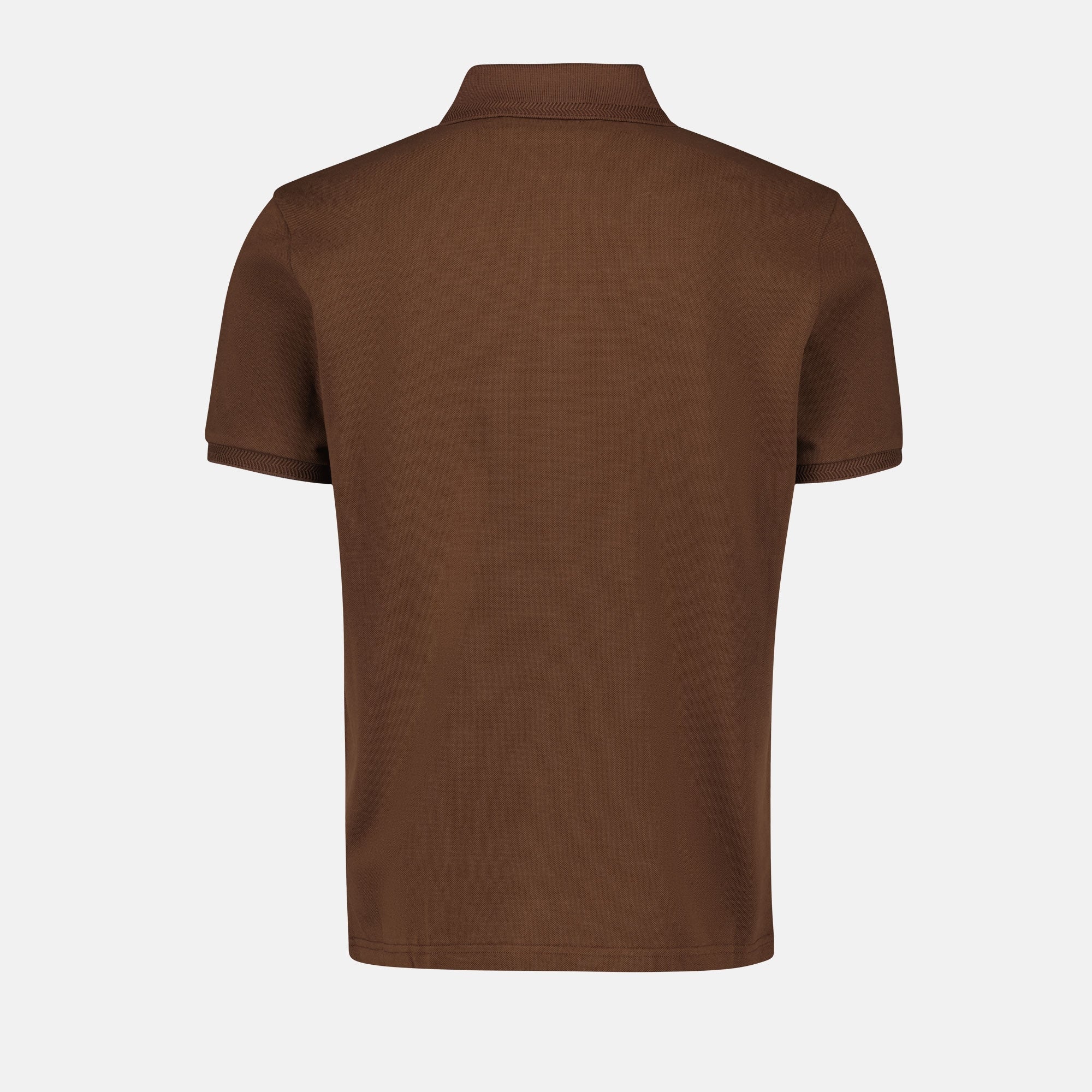 Moncler polo, brown logo polo, luxury men's wear, cotton piqué polo, autumn-winter collection
