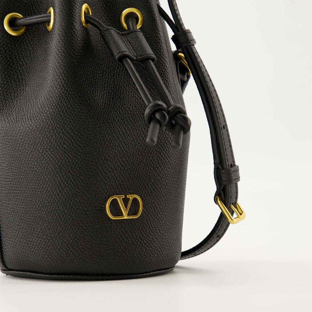 Valentino Garavani VLogo bag, black leather bucket bag, designer accessories, high-end handbags, luxury fashion bags