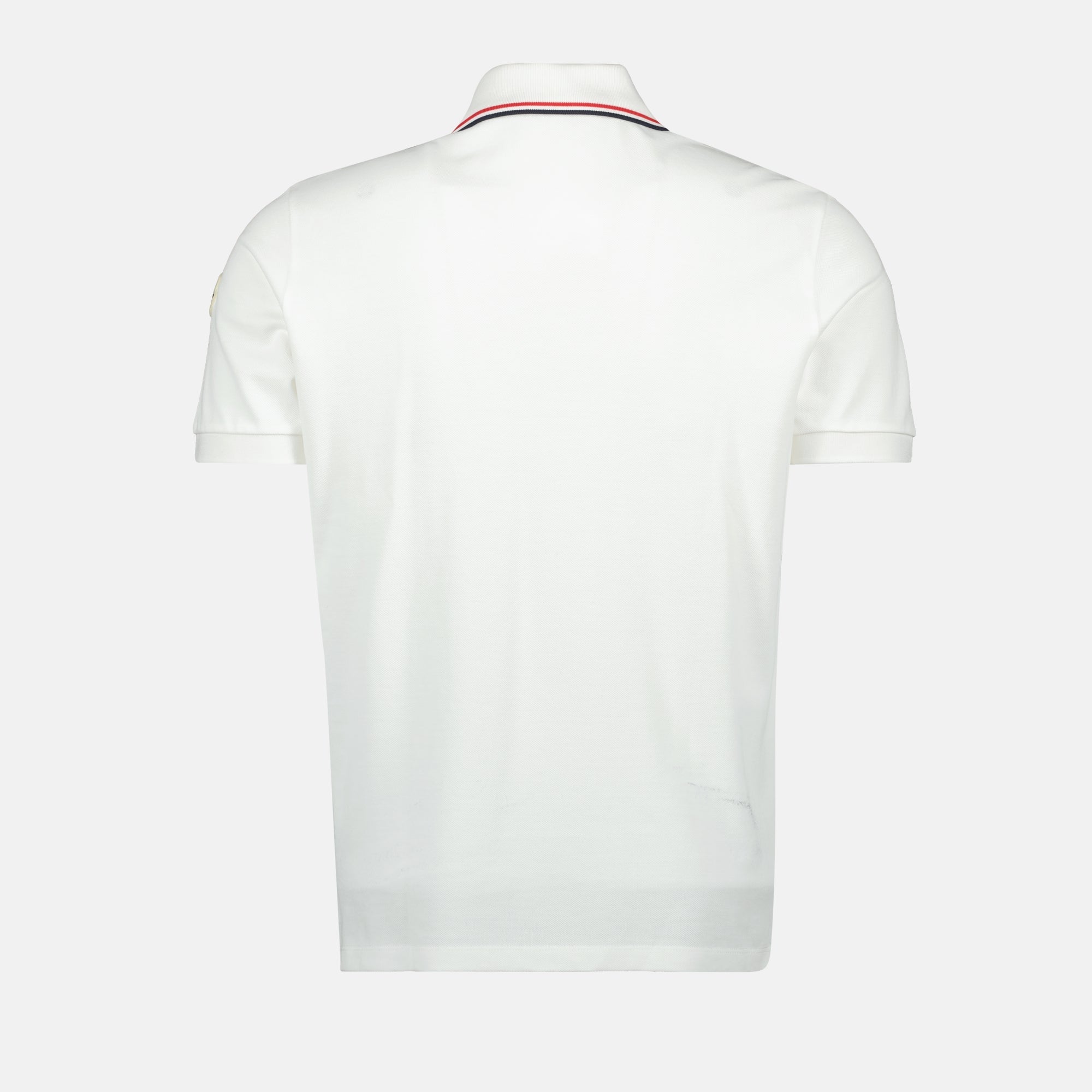 White Polo, Moncler Polo, Tricolor Trim Shirt, Cotton Pique Polo, Autumn-Winter 2023 Collection