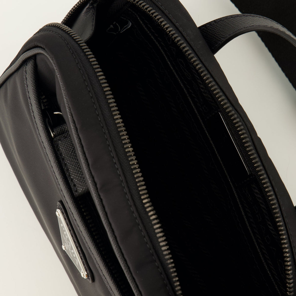 Black Leather and Re-Nylon Bag