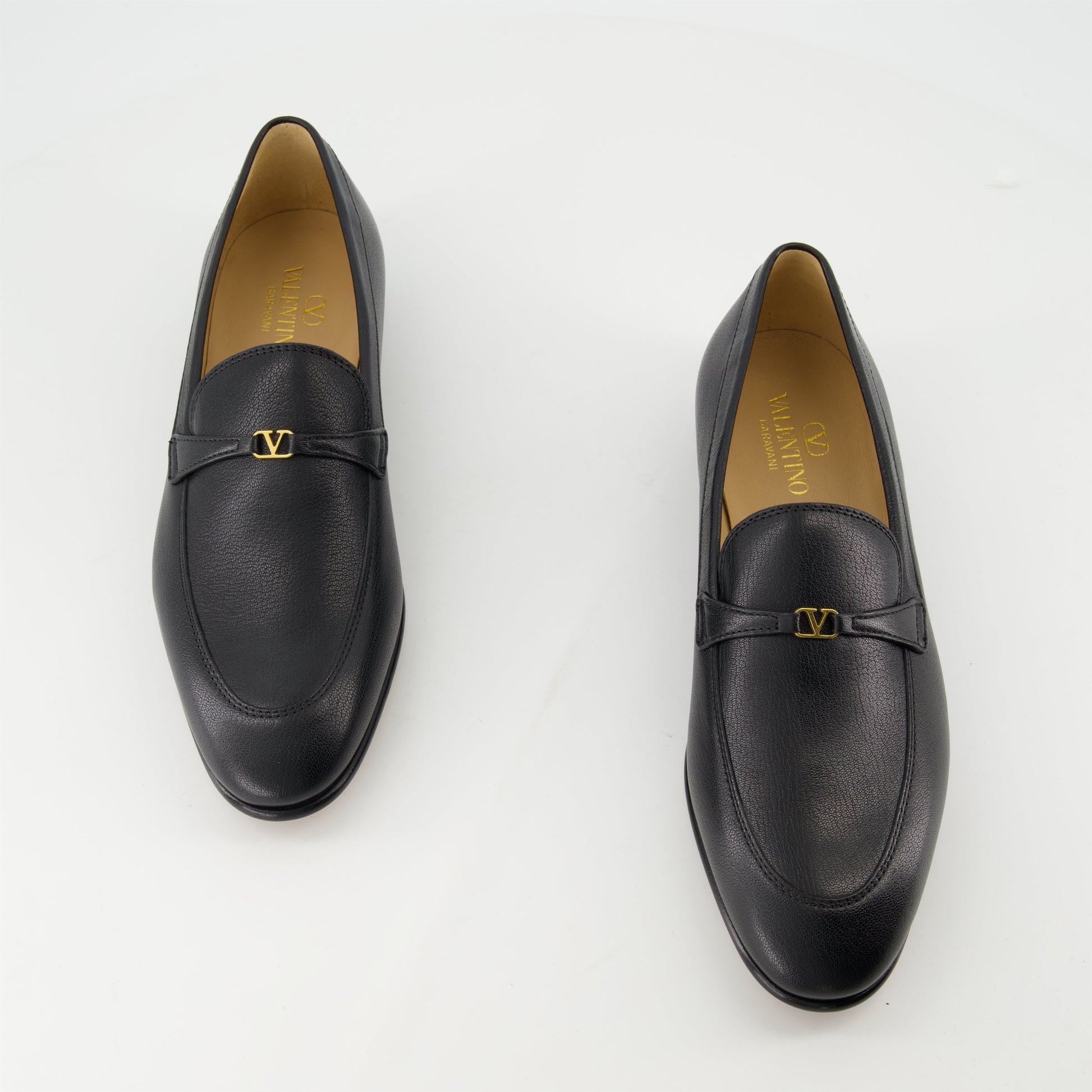 VLogo loafers, leather loafers, Valentino footwear, designer loafers, black loafers